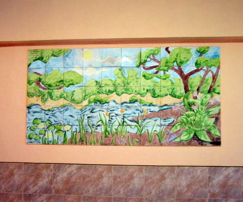 Decoración  sobre azulejo (20x20) con colores para 750º. Conjunto mural