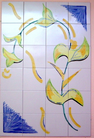 Mural con azulejos y colores a baja temperatura