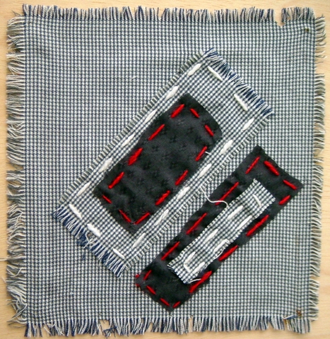 Obra textil: Materiales: hilos de lana de diferentes grosores y colores. Base de yute